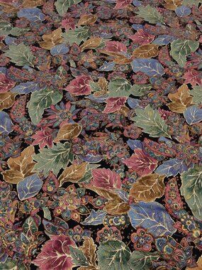 VTG Robert Kaufman Black Metallic Gold Leaves Floral Cotton Fabric 2.25 yard